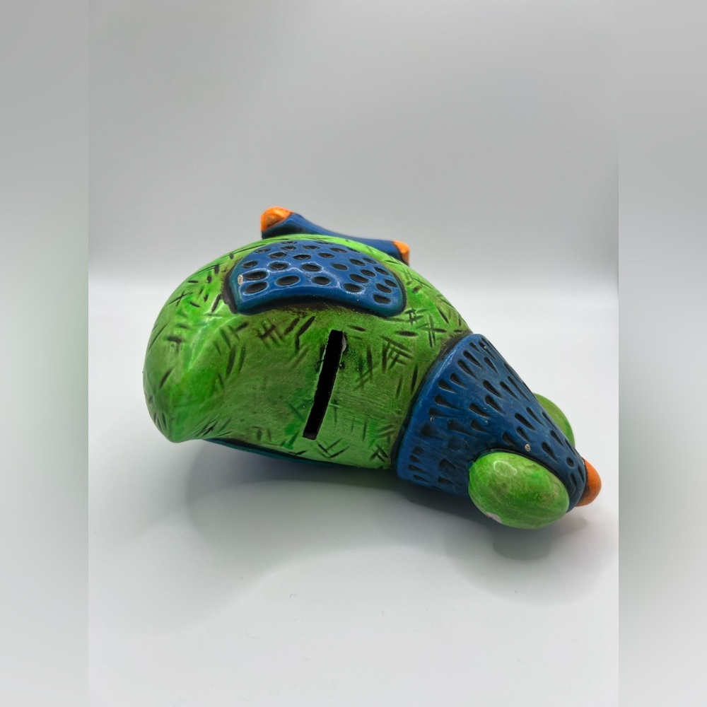 Colorful Green & Orange Chicken Hen Slot Coin Piggy Bank Figurine Collectible - Picture 5 of 16